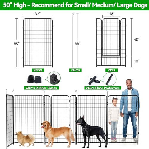 Dog Playpen Outdoor Extra Wide 24 Panels Heavy Duty Dog Fence 50" (32"W x 50"H)