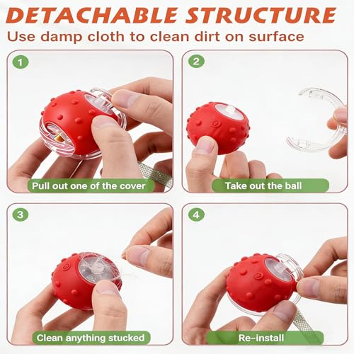 2PCS Interactive Cat Toys for Indoor Cats with 6 Tails (2pc R+B)