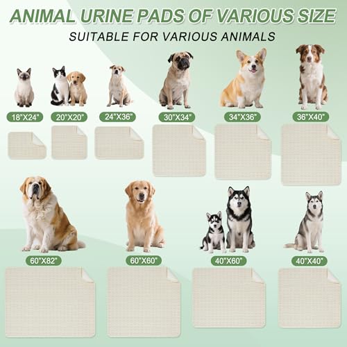 Washable Pee Pads for Dogs Puppy Pad (Cream White / 36"x40"(Pack of 2))