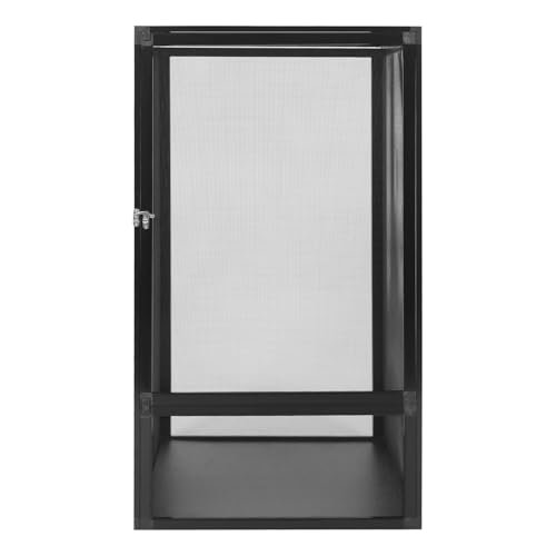 Micro Habitat Terrarium Enclosure Reptile Open Aluminum Screen Cage Black Large Reptiles Habitat Cage with Locking Latch for Small Tree Dwelling Reptiles