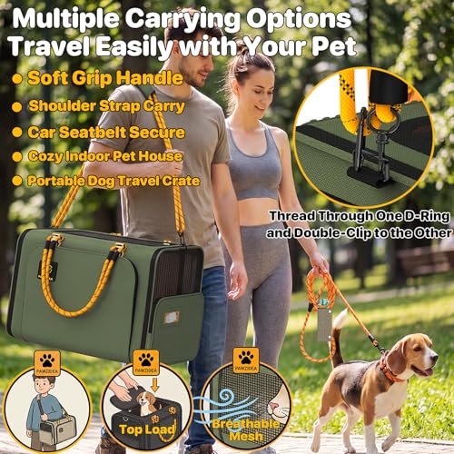 Expandable Large Pet Carrier (24.0"L x 16.0"W x 16.0"H / Forest Green)