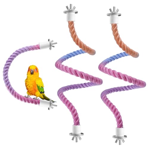 3 Pcs Bird Rope Perches Gradient Color (Colorful / 1 Short + 2 Long)