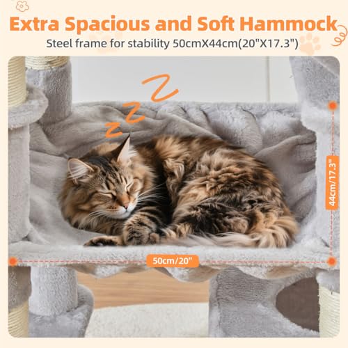 Cat Tree 71 in Extra Large Cat Tower for Inddor Cats (Light Gray / 71 Inches)