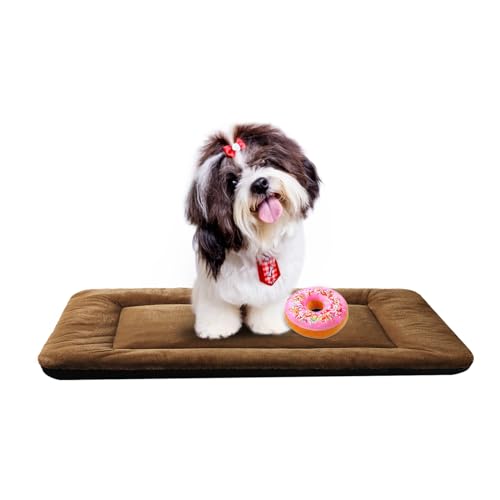 Dog Crate Pad Washable Dog Bed for Crate Small Cozy Mat 24 (24.0"L x 18.0"W x 1.0"Th / brown)