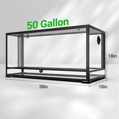 50 Gallon Reptile Glass Tank Terrarium 2 in 1 Side Meshes and Side Glasses Double Hinge Door with Screen Ventilation Tempered Glass 36" x 18" x 17.75" (36" x 18" x 17.75" (50 Gallon))