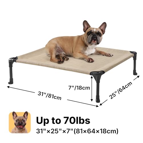 Outdoor Elevated Dog Bed for Medium Dogs (32.0"L x 25.0"W x 7.0"Th / Beige Coffee)