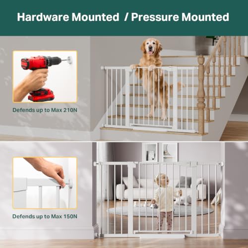 2-Pack 29.7-51.5 in Extra Wide Baby Gate for Stairs, Dog Gate White (White / 29.7-51.5"W x 30.5"H (2 Pack ))