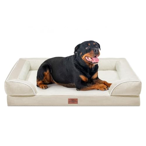 Waterproof Orthopedic Dog Beds for Extra Large Dog (48.0"L x 30.0"W x 8.5"Th / Beige)