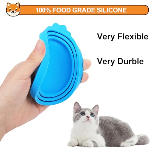 2 Pack Pet Food Can Covers (Black/Blue)