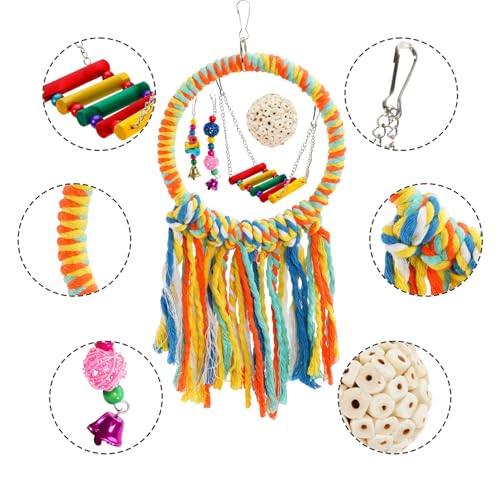 Bird Hoop Swing and Parakeet Toys (colorful)