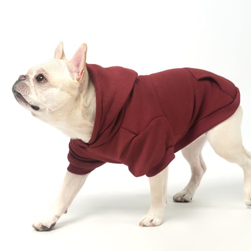 Dog Hoodie for Large Medium Small Dogs (Deep Red / Small/Medium)