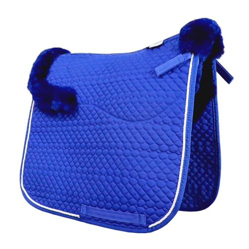 Dressage Saddle Pad English Sheepskin Trim Lambskin Wool Royal Blue (Royal Blue)