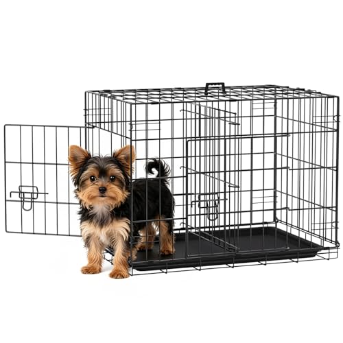 24" Foldable Metal Dog Crate (Black)