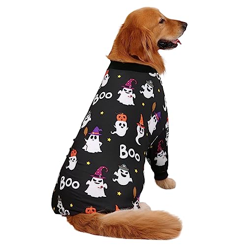 Dog Pajamas One Piece Light Comfy Pjs Pet Costume M (XX-Large / Cute Ghosts)