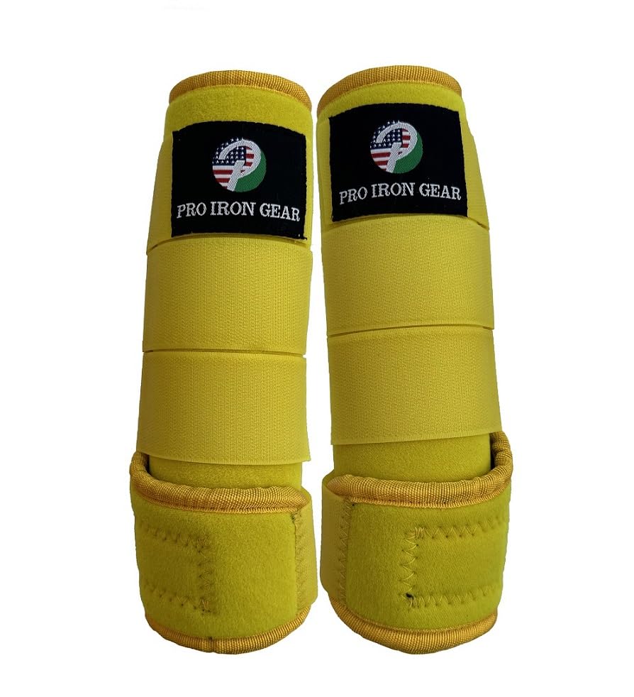 Horse Medicine Brushing Boots Leg Wraps Protection Gear Set of 2 and Set of 4 in 14 Colors (LARGE/FULL / YELLOW (SET OF 2))