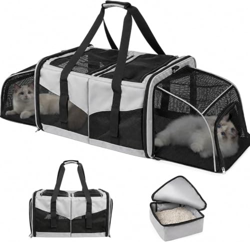Large Cat Carrier for 2 Cats (Grey)