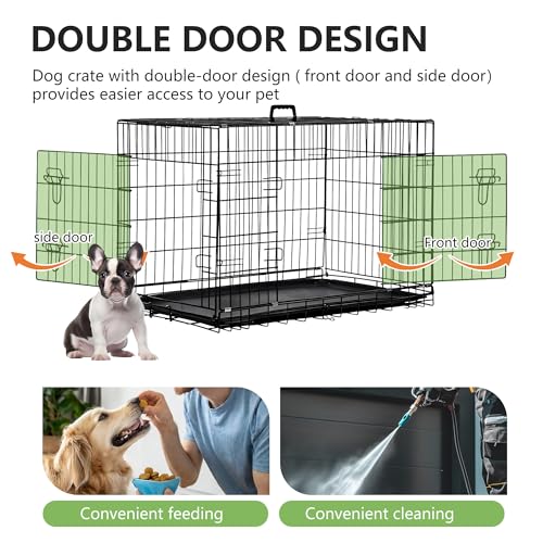 36" Foldable Metal Dog Crate (Dark Black)