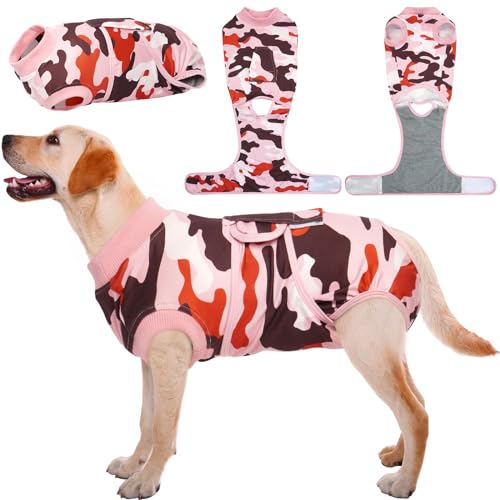 Recovery Suit for Dogs Cats (Large (Back:16.1-20.1'', Weight:23-48 Lb) / Blush Camo)