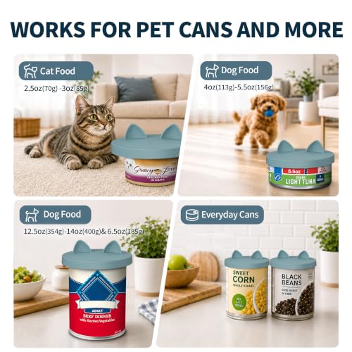 3-in-1 Dog Food Can Lids, Cat Food Can Covers, 2pcs, Light Blue (Light Blue)
