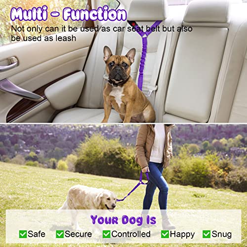 2 Pack Dog Seat Belt for Car (Purple)