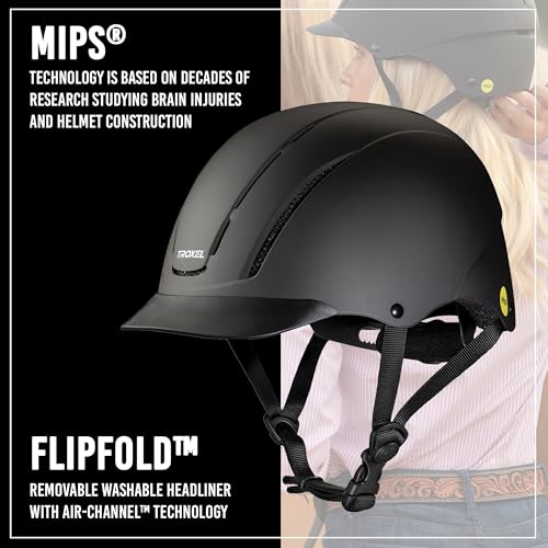 MIPS Full Coverage Horse Riding Helmet (MIPS Black Duratec / Medium)
