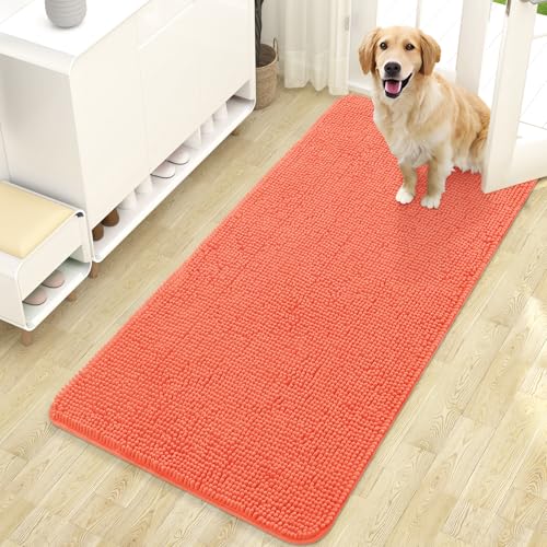 Dog Door Mat for Muddy Paws 47x24 (Coral / 47" X 24")