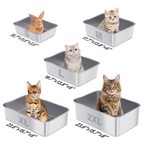 Stainless Steel Litter Box (Medium:17.7"x13.7"x6")