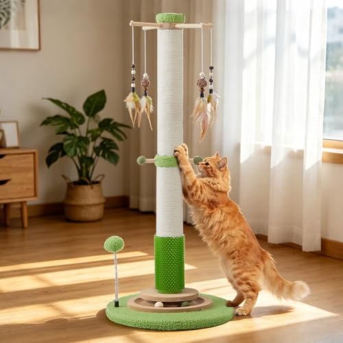 38" Tall Sisal Cat Scratching Post with Stable Base for Indoor Adult Cats (38 Inch Tall)