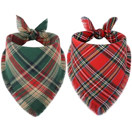 Dog Christmas Bandana with Tassels Edges (Large / Christmas)