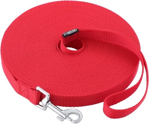 Dog Puppy Obedience Recall Training Agility Lead (Red / 50 Feet)