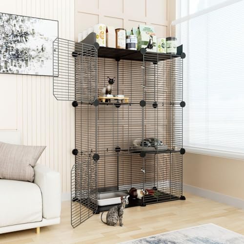 3 Tier Cat Cage Indoor (Medium - 27.6"L x 13.8"W x 44.5"H)