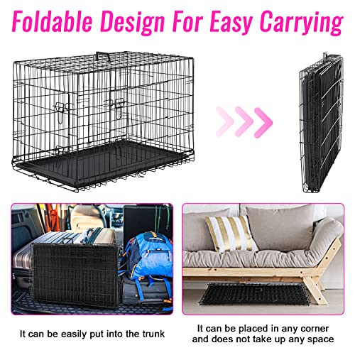 48" Foldable Metal Dog Crate (Black)
