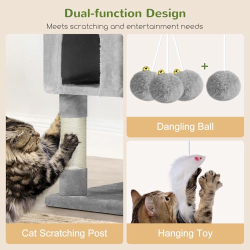 Cat Tree Tower for Multiple Adult Cats (82 inch / Light Grey)