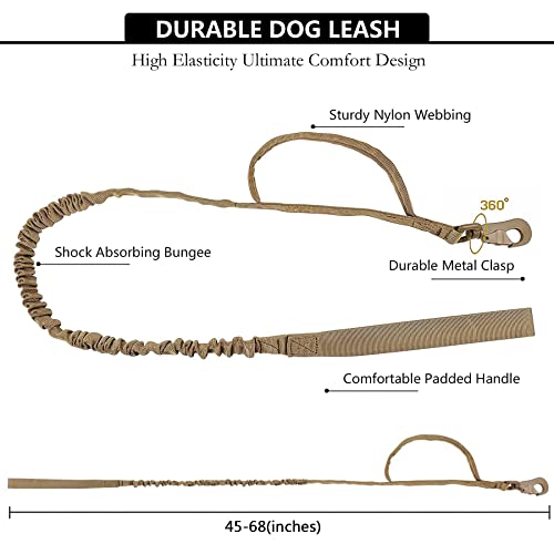 Tactical AirTag Dog Collar Leash Set (XL(19.5"-25") / Brown-SET)