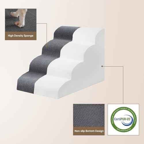 3 Step Pet Stairs for High Beds & Sofas (Grey / 3-step 15.7"H)