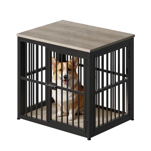 27'' Dog Crate Furniture with 3 Doors for Puppy Small Dogs (Ancient gray / 26.9"L x 20.9"W x 24.0"H)