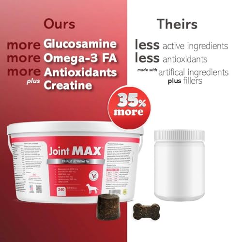 TS Joint Supplement Vet Formulated Pain & Inflammation Relief Treats Hip Dysplasia & Arthritis.Glucosamine (240 Soft Chews)