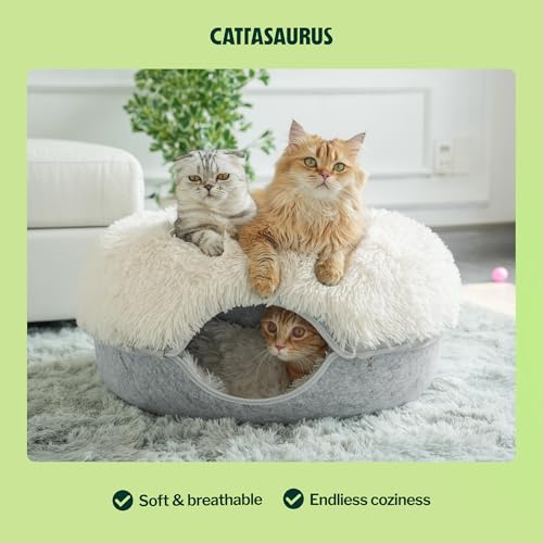 Peekaboo Cat Cave for Multiple & Large Cats Up to 30 (Light Grey)