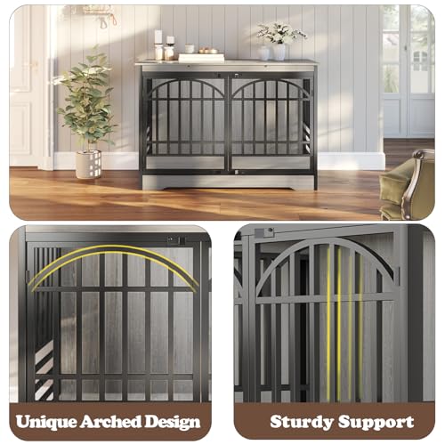 52" Dog Crate with Arched Doors (Grey)