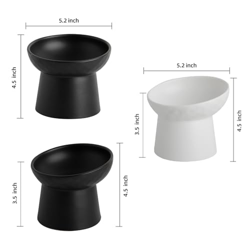 Elevated Cat Bowls (Black & White Mixed / 5.2 Inch (Pack of 4))