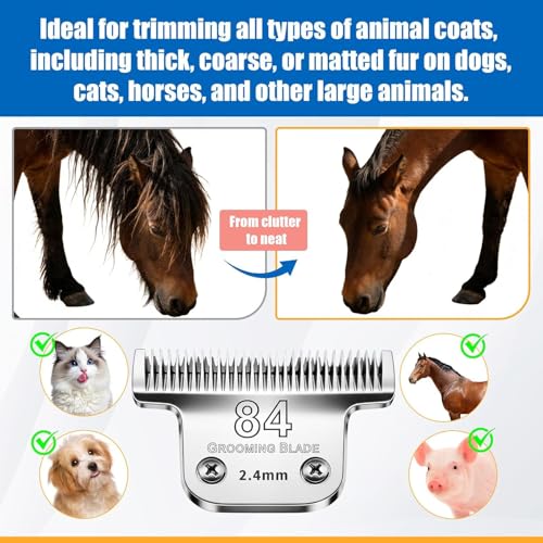 T 84 Wide Blade Dog Grooming Clipper Blades for Andis (Silver/T84)