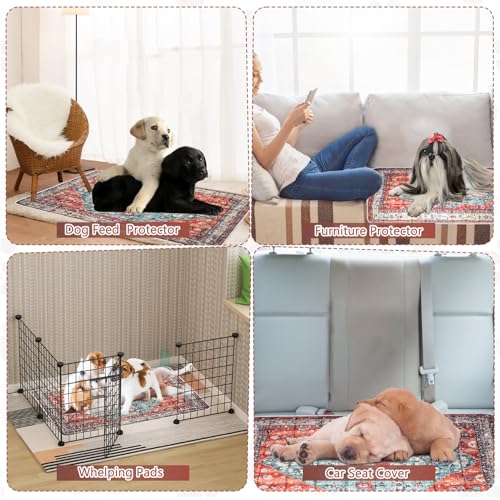 Washable Thickened Pee Pads for Dogs (18" x 24" (4 Pack, Thickened) / Red-2)