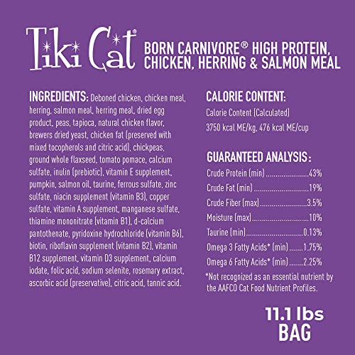 Tiki Cat Born Carnivore High Protein Dry Cat Food (11.1 Pound (Pack of 1))