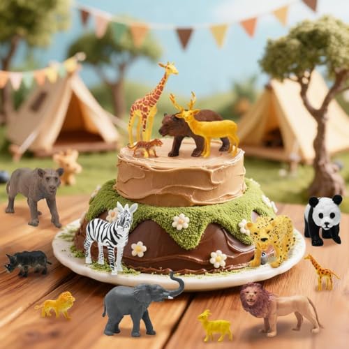 24Pcs Safari & Zoo Animals Figures (Safari Animals Figures)