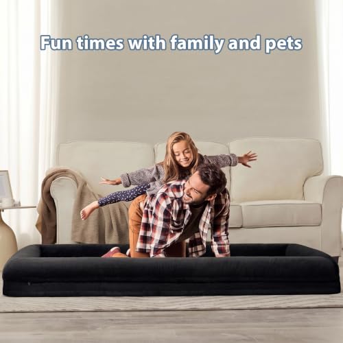 Human Dog Bed Orthopedic for Adult & Dogs Comfy Sleeping (Black / Human (71x46x7.5in))