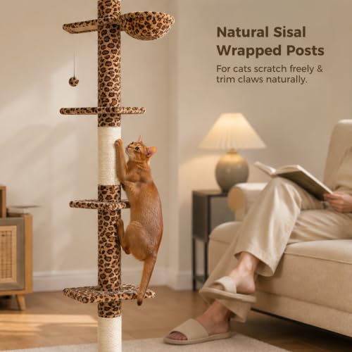 Floor to Ceiling Cat Tree (Leopard / Free Stand)