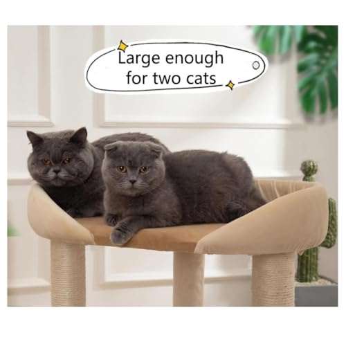 Modern Wooden Cat Tree Tower with Extra Large Platform (D)