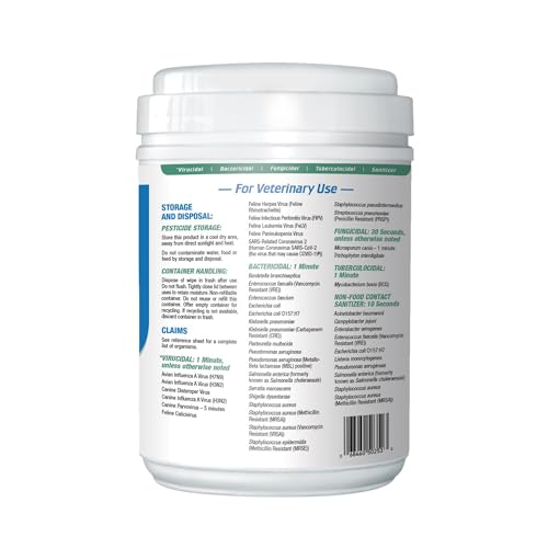 One Step Disinfectant Cleaner & Deodorizer Wipes for Vet Use (Canister (12 Pack) Wipes)