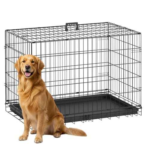 36" Foldable Metal Dog Crate (Dark Black)