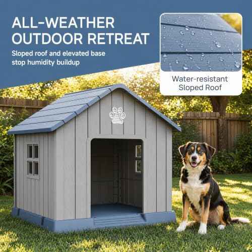 Dog House for Medium Size Dogs (Blue / 32.5''L x 33.7''W x 31.18''H)